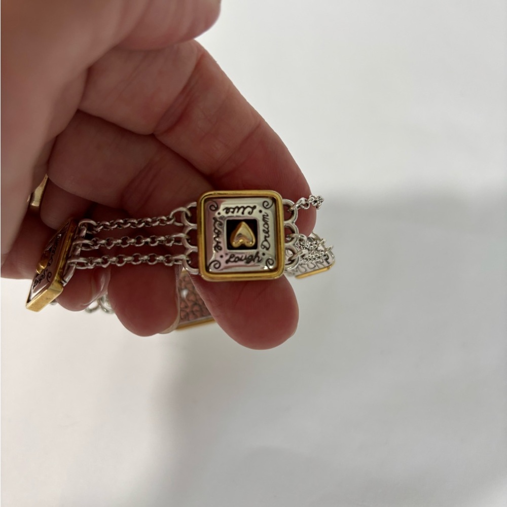 Brighton Vintage Gold Plate and Silver Plate “Live Love Laugh Dream”  Bracelet - Picture 2 of 6